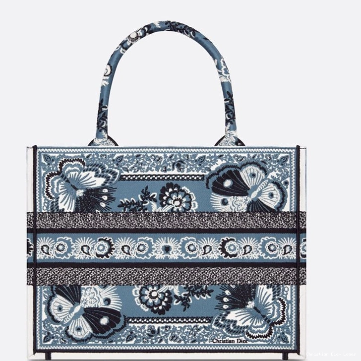 Cheap Blue Tote Butterfly Dior Book Canvas Motif Bandana 0723 Luxury